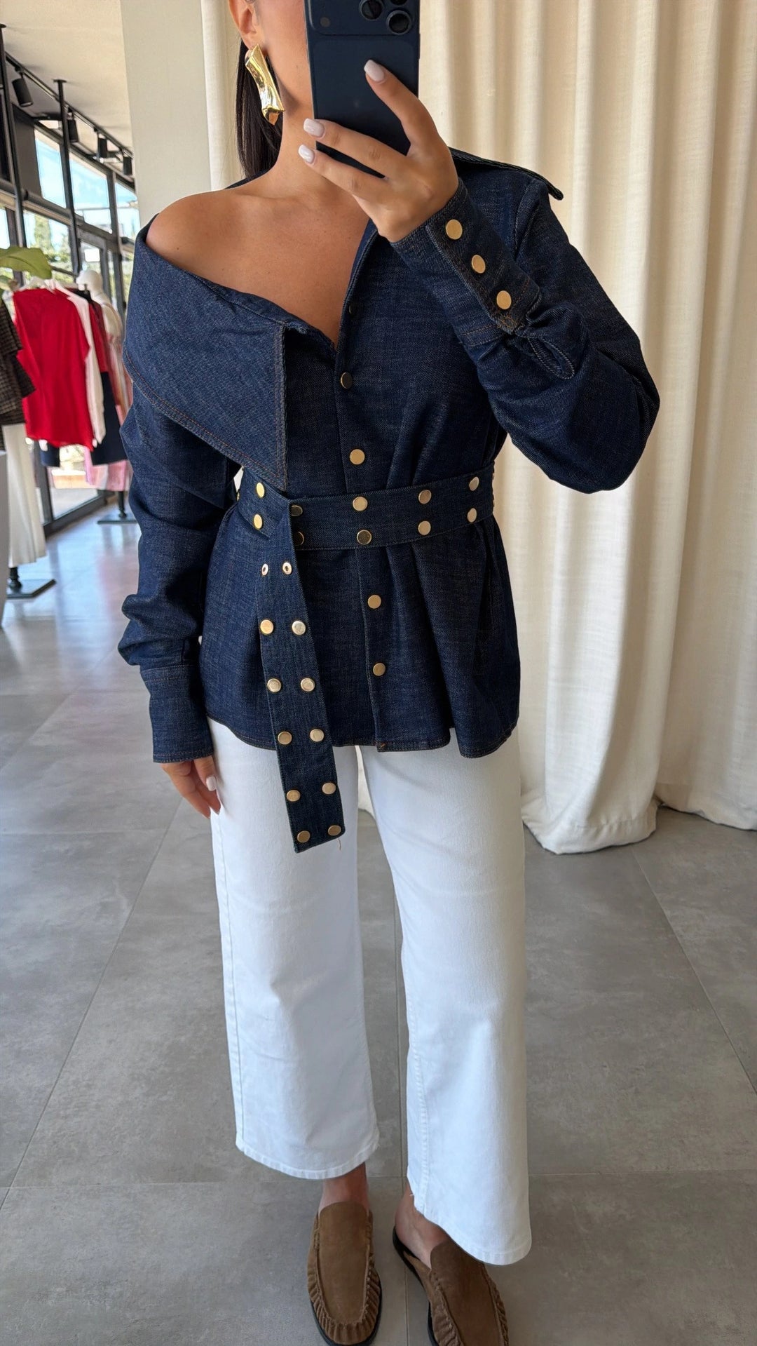 Diana Studded Denim Blouse