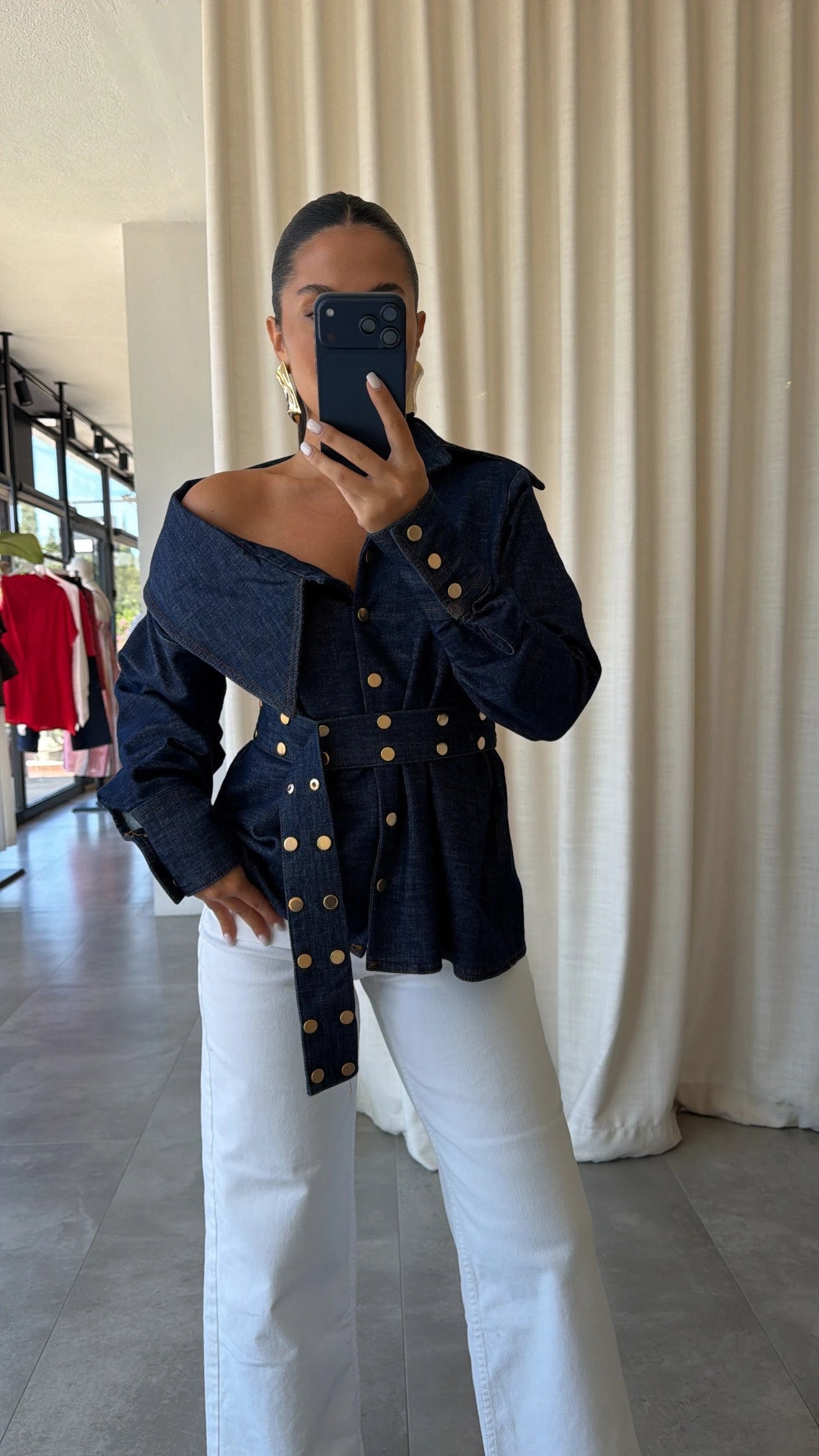 Diana Studded Denim Blouse