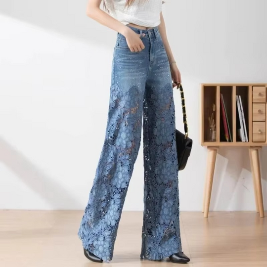 Perry Embellished Wide legged Jeans