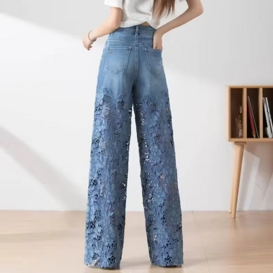 Perry Embellished Wide legged Jeans