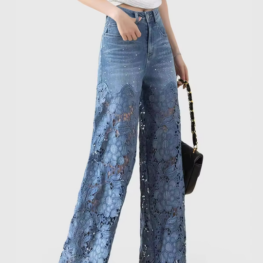 Perry Embellished Wide legged Jeans