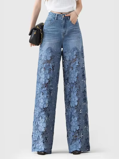 Perry Embellished Wide legged Jeans