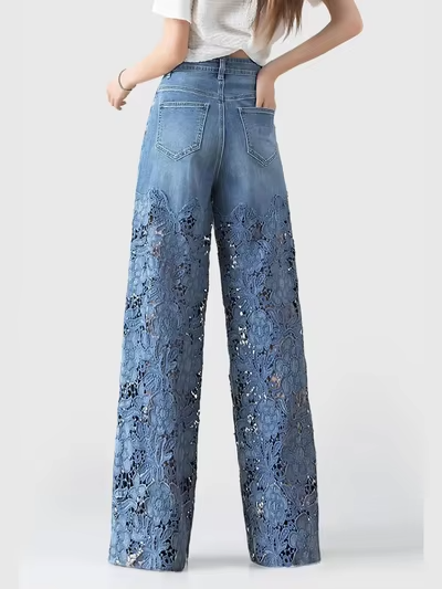 Perry Embellished Wide legged Jeans