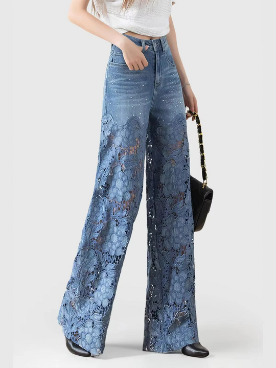 Perry Embellished Wide legged Jeans