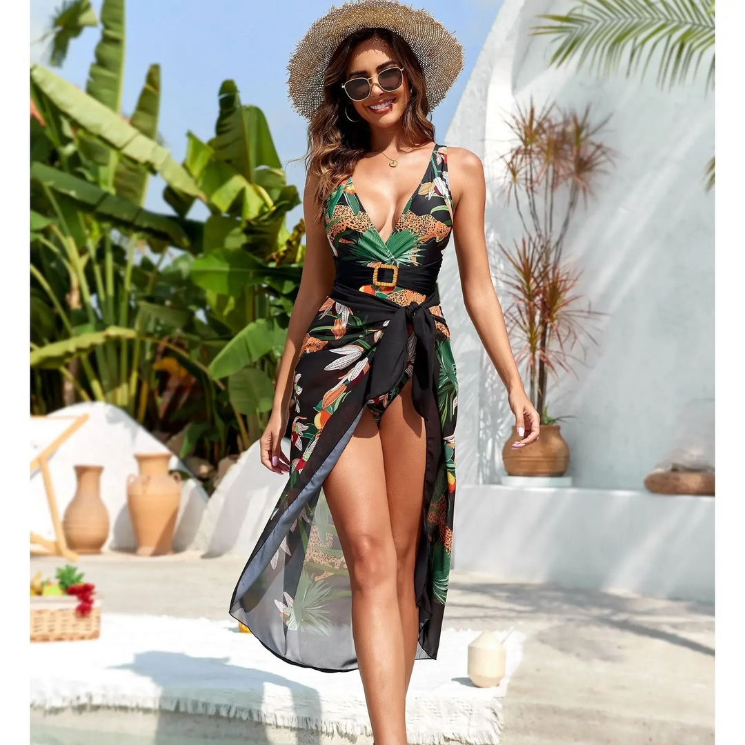 Zenia Swimsuit with Sarong Skirt