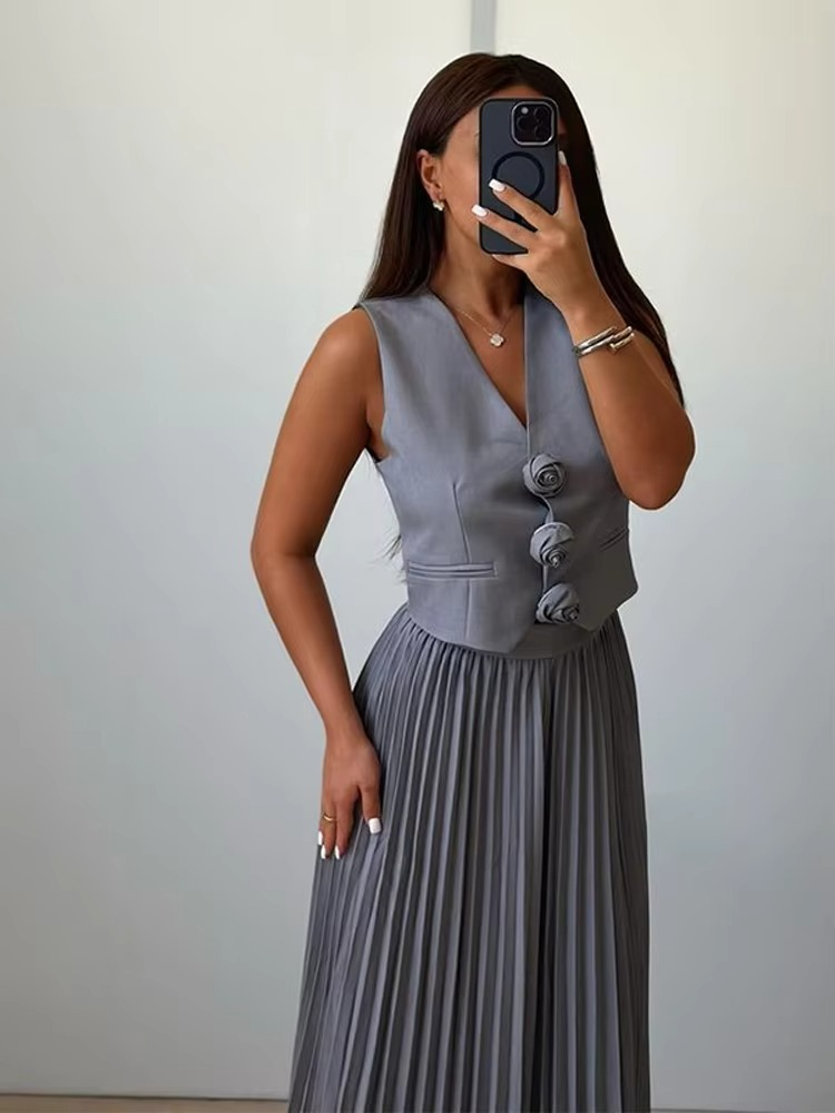 Helena Luxe Vest Suit With Skirt