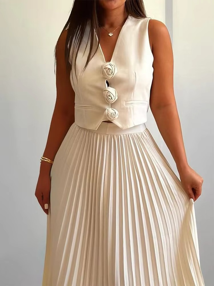 Helena Luxe Vest Suit With Skirt