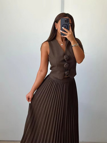 Helena Luxe Vest Suit With Skirt