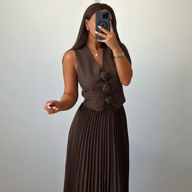 Helena Luxe Vest Suit With Skirt