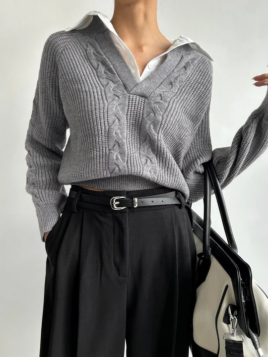 Ambre Statement Shirt with Attached Sweater