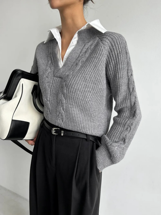 Ambre Statement Shirt with Attached Sweater