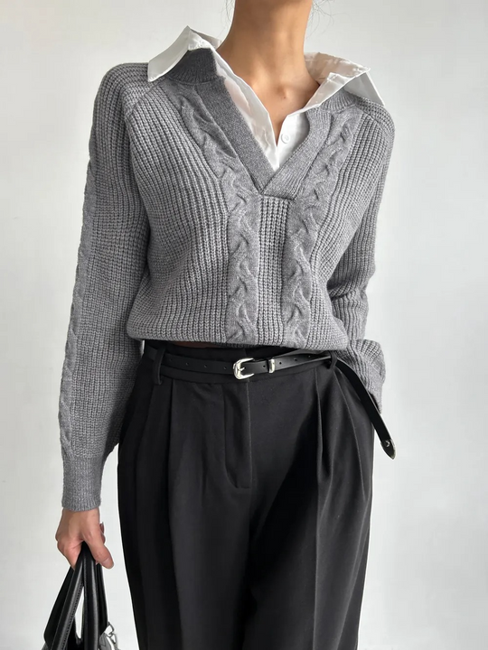 Ambre Statement Shirt with Attached Sweater