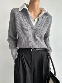 Ambre Statement Shirt with Attached Sweater