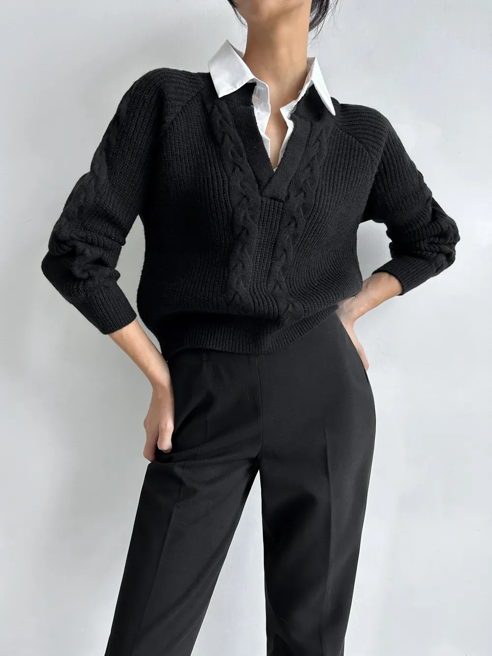 Ambre Statement Shirt with Attached Sweater