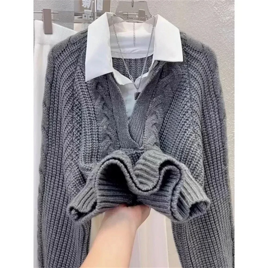 Ambre Statement Shirt with Attached Sweater