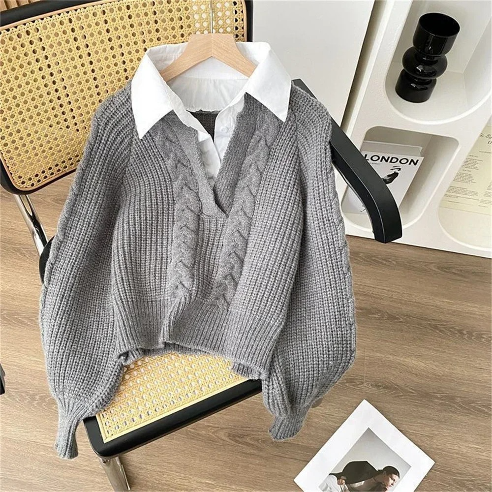 Ambre Statement Shirt with Attached Sweater