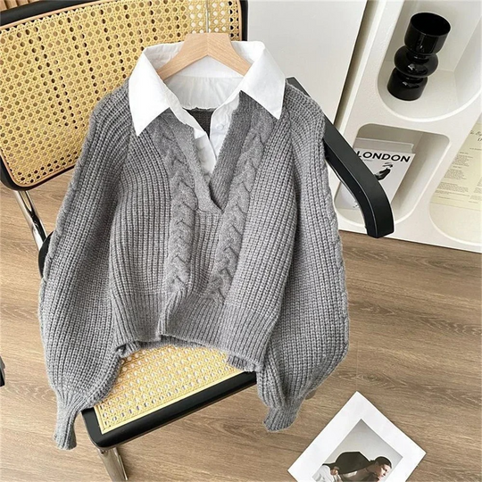 Ambre Statement Shirt with Attached Sweater