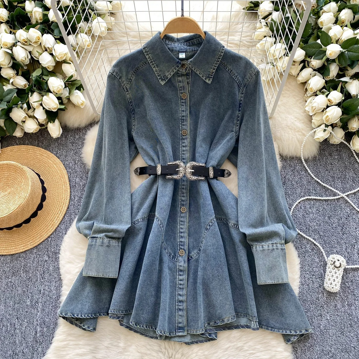 Katherine Denim Dress with Belt
