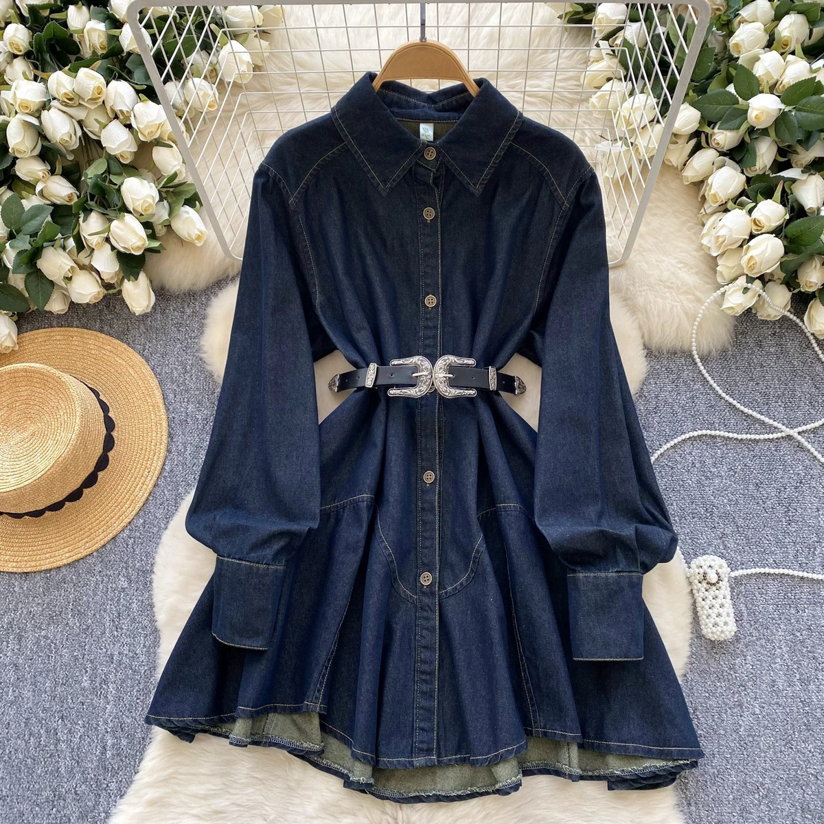 Katherine Denim Dress with Belt
