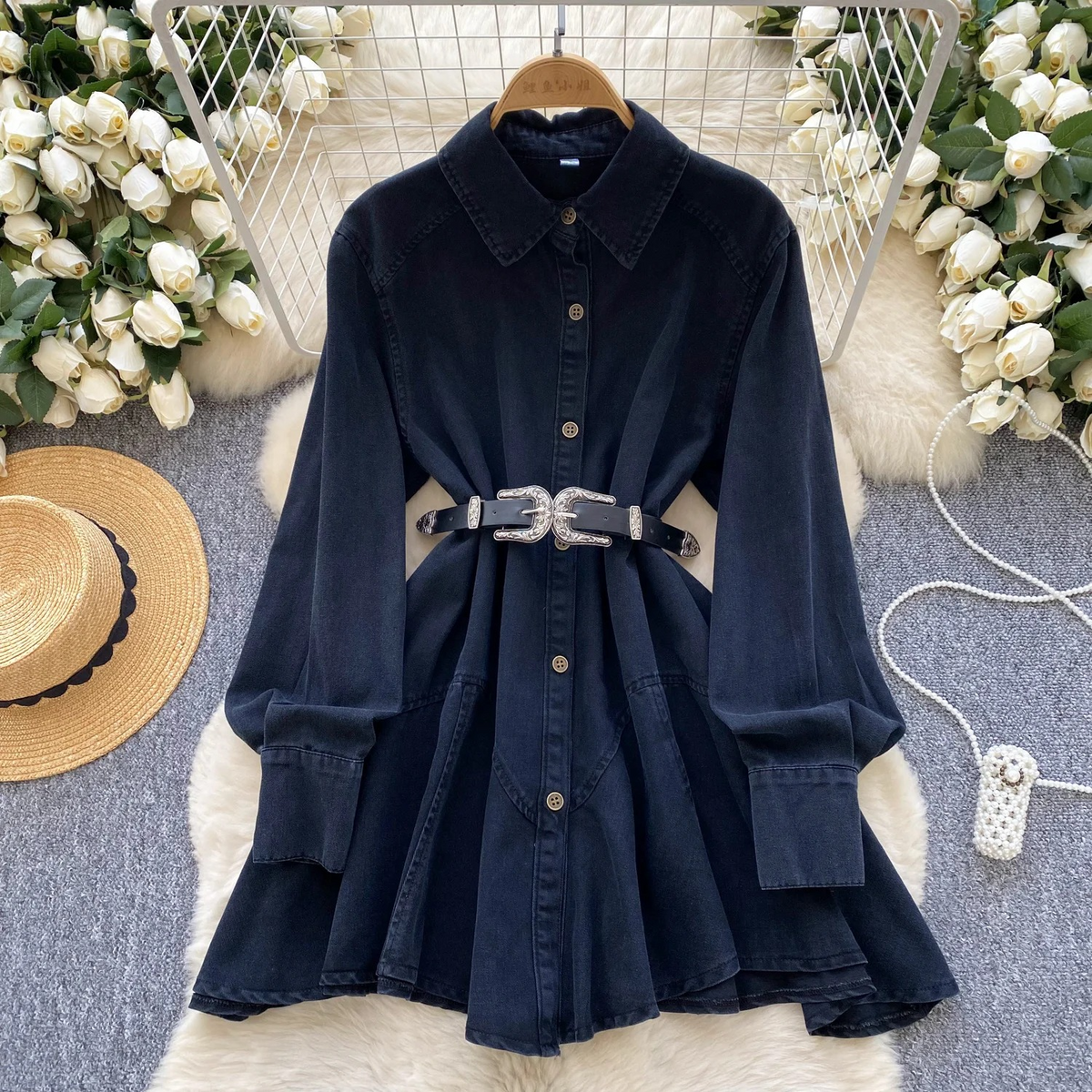 Katherine Denim Dress with Belt