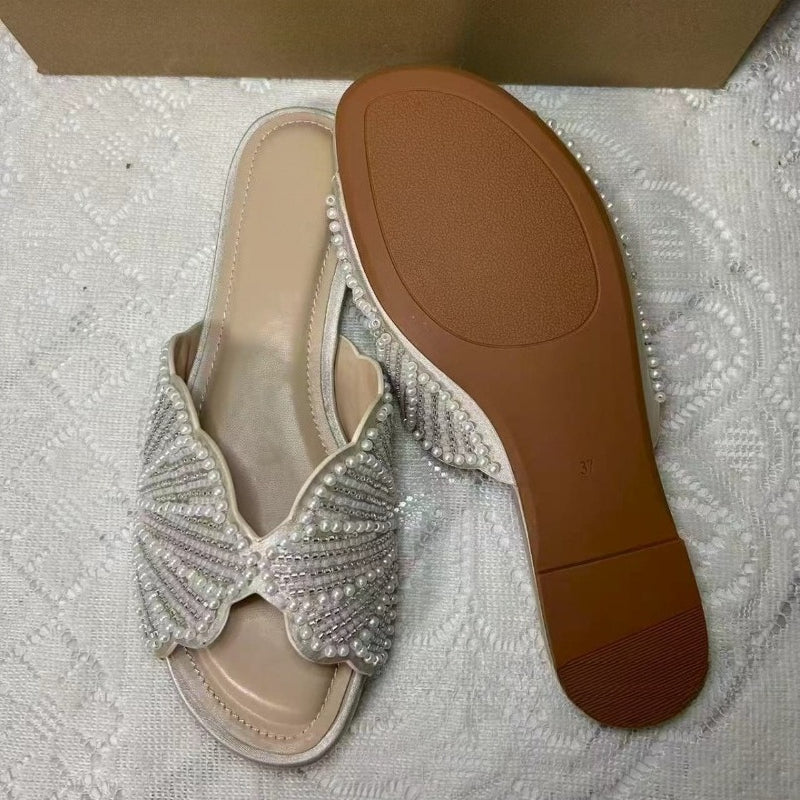 Serena Faux Pearl Applique Flats