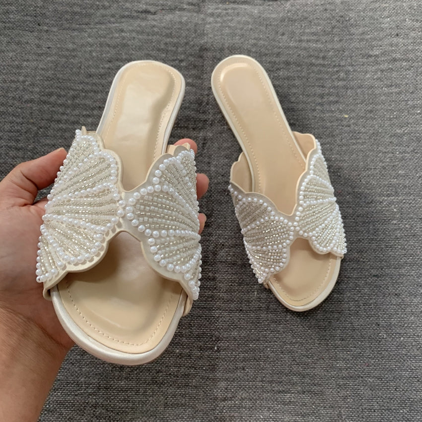 Serena Faux Pearl Applique Flats