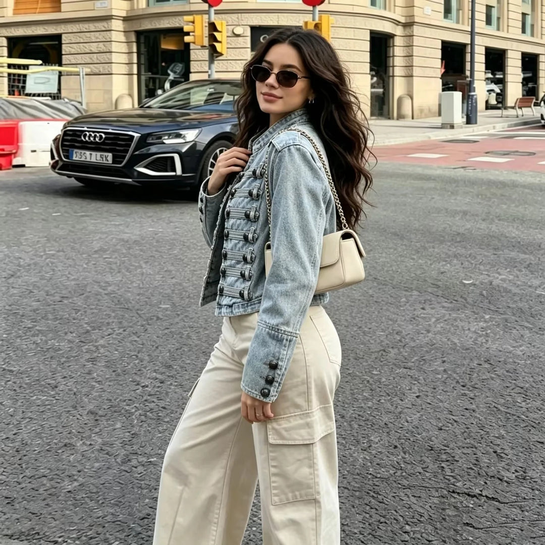 Alison Cropped Vintage Denim Jacket