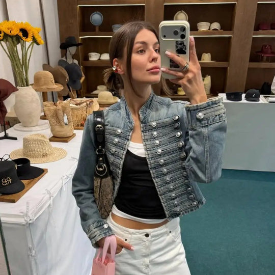 Alison Cropped Vintage Denim Jacket