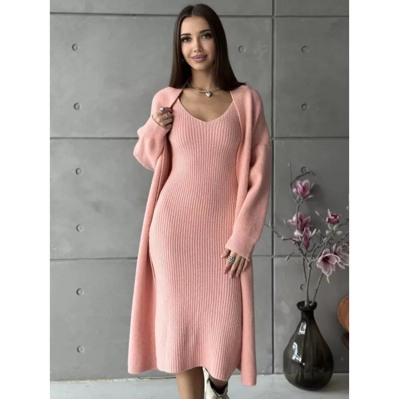 Ferria Luxury Woolen Dress with Cardigan