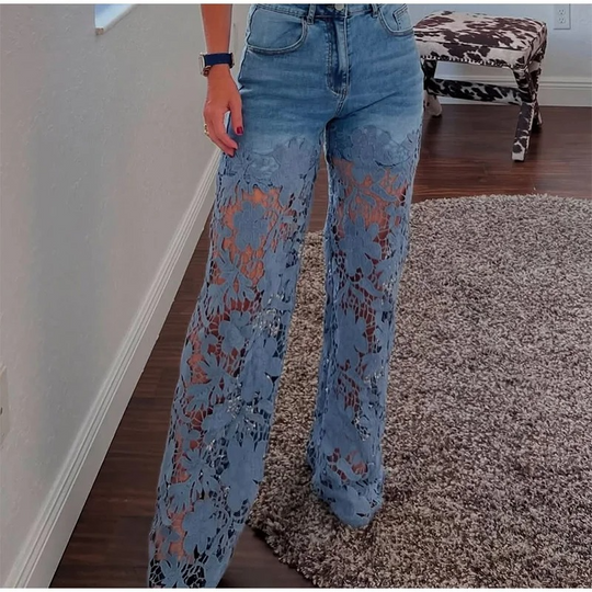 Perry Embellished Wide legged Jeans