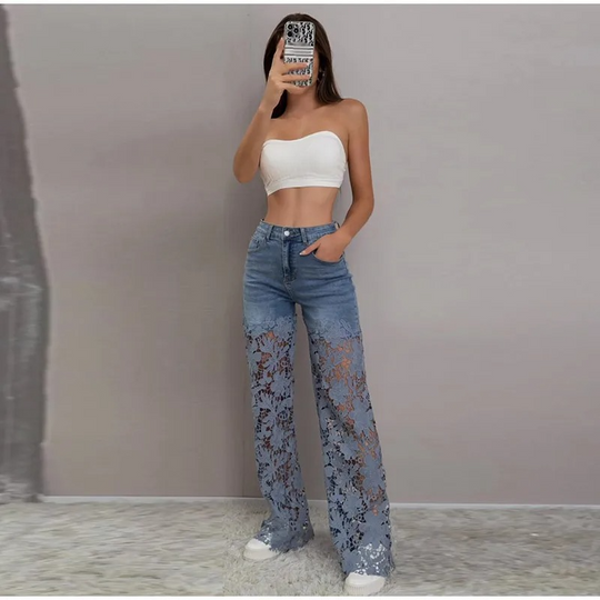 Perry Embellished Wide legged Jeans