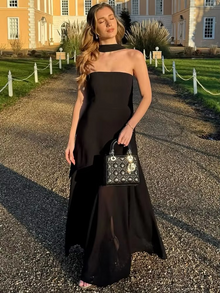 Josephine Mesh Dress with Scarf