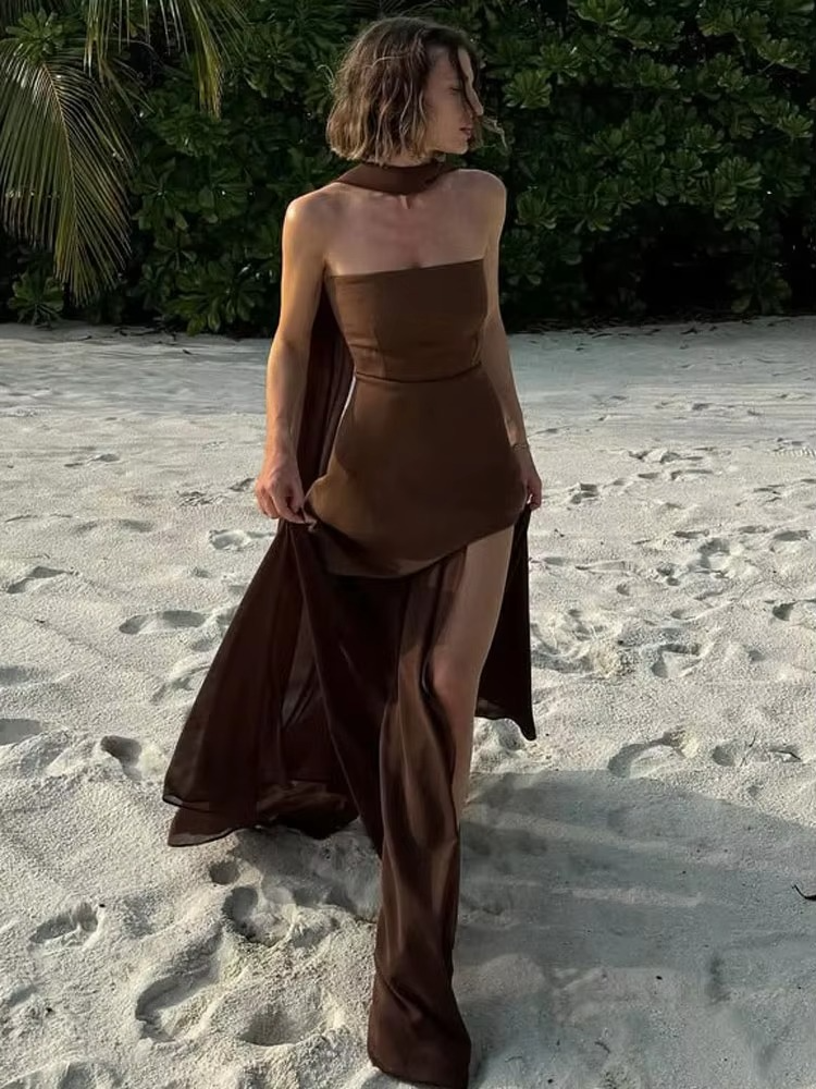 Josephine Mesh Dress with Scarf