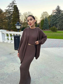 Sumaya Luxury Woolen Dress with Cardigan