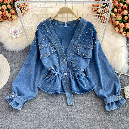 Rivet Studded Denim Blouse