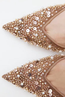Sara Nude Mesh Heels with Sequins