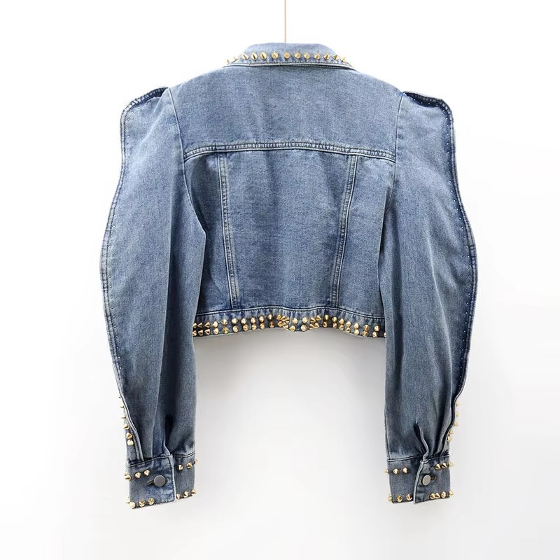 Alison Cropped Denim Jacket with 3D stone Detailing