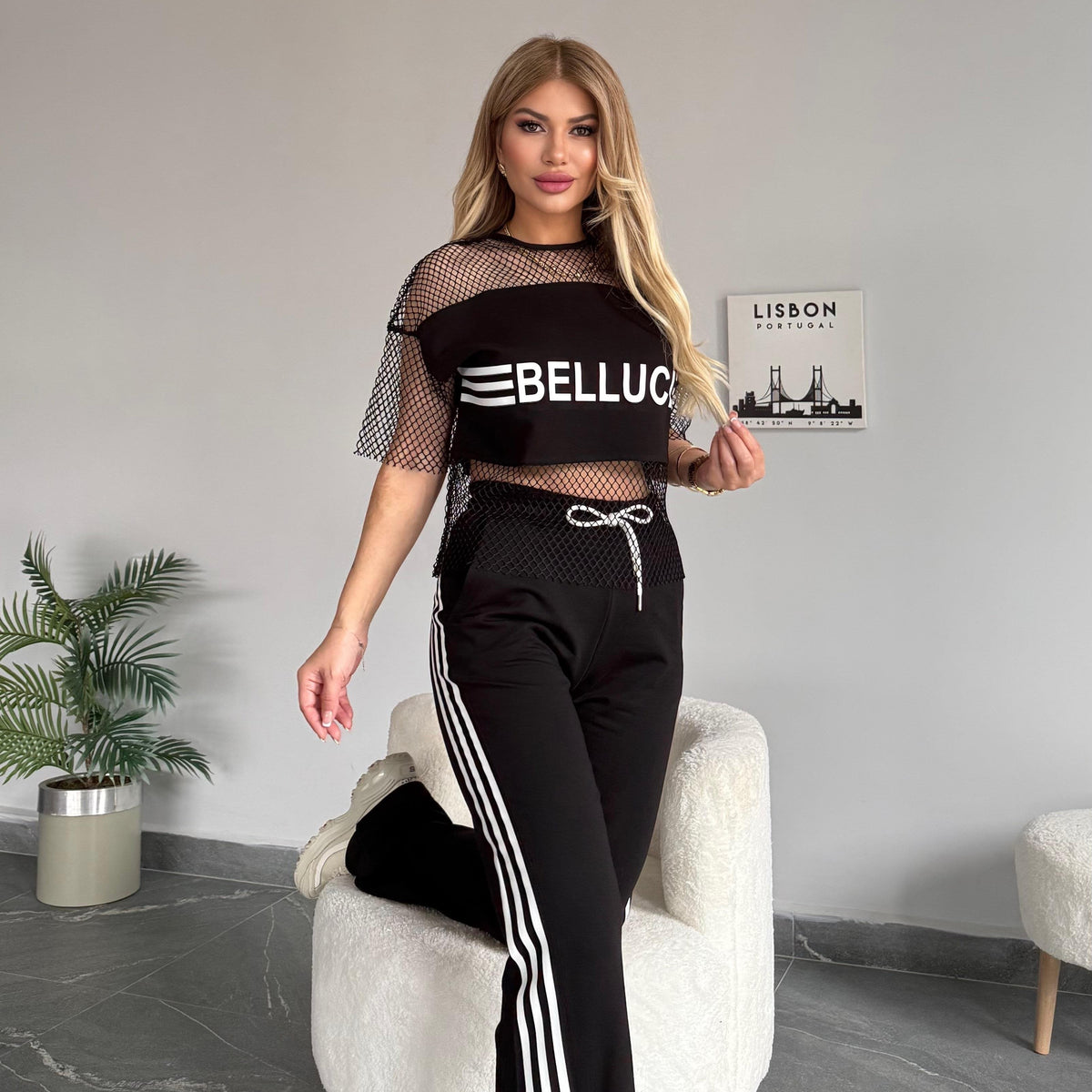 Bello Printed Mesh Jogger Set
