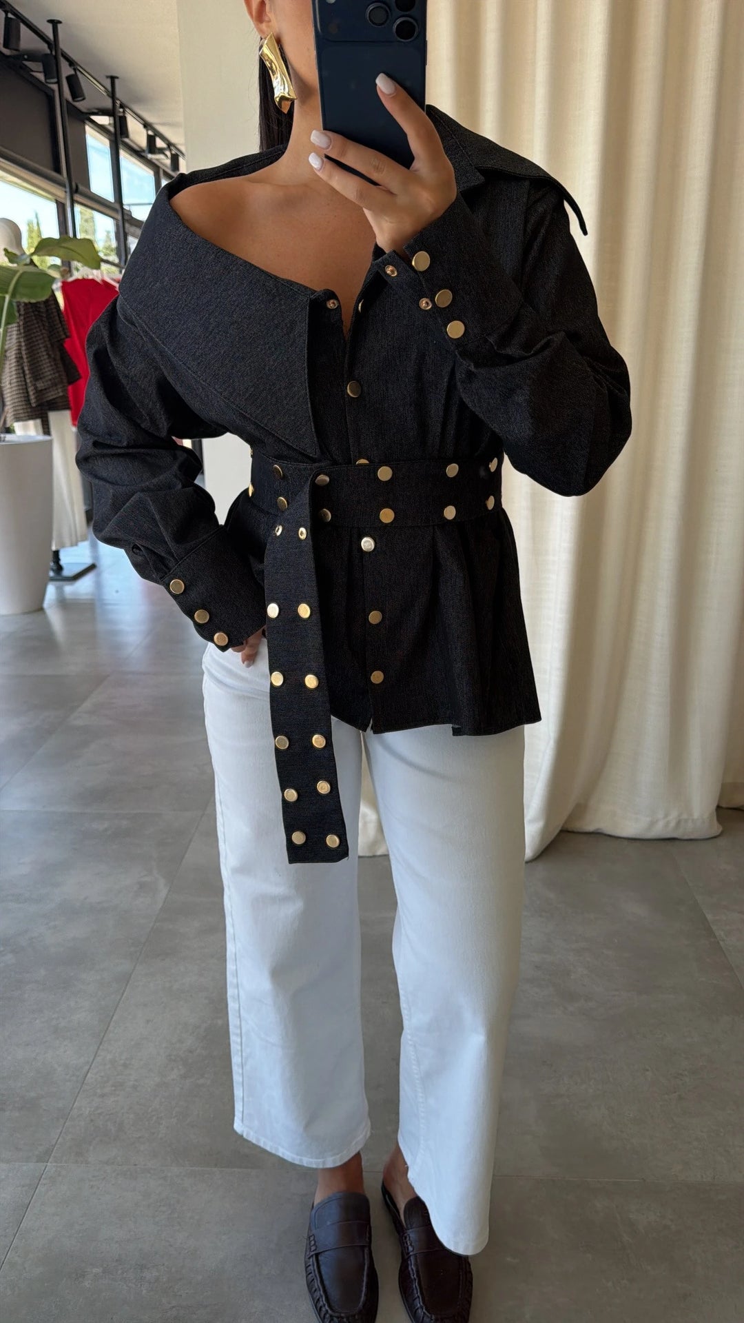 Diana Studded Denim Blouse