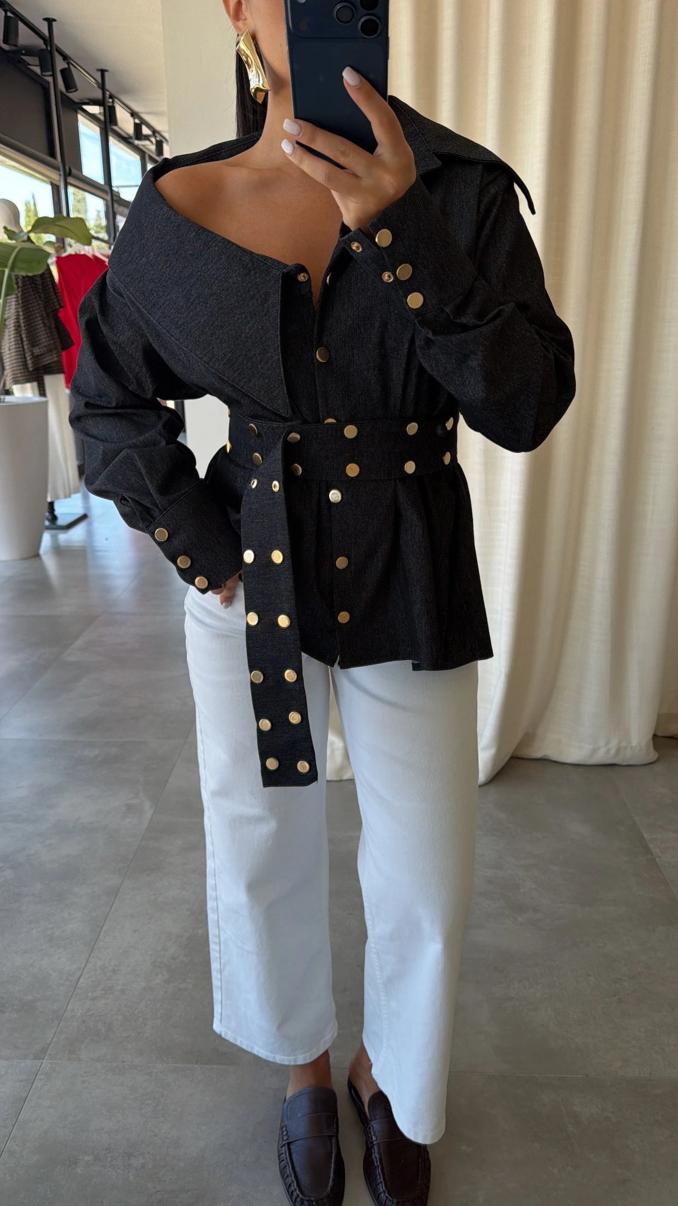 Diana Studded Denim Blouse