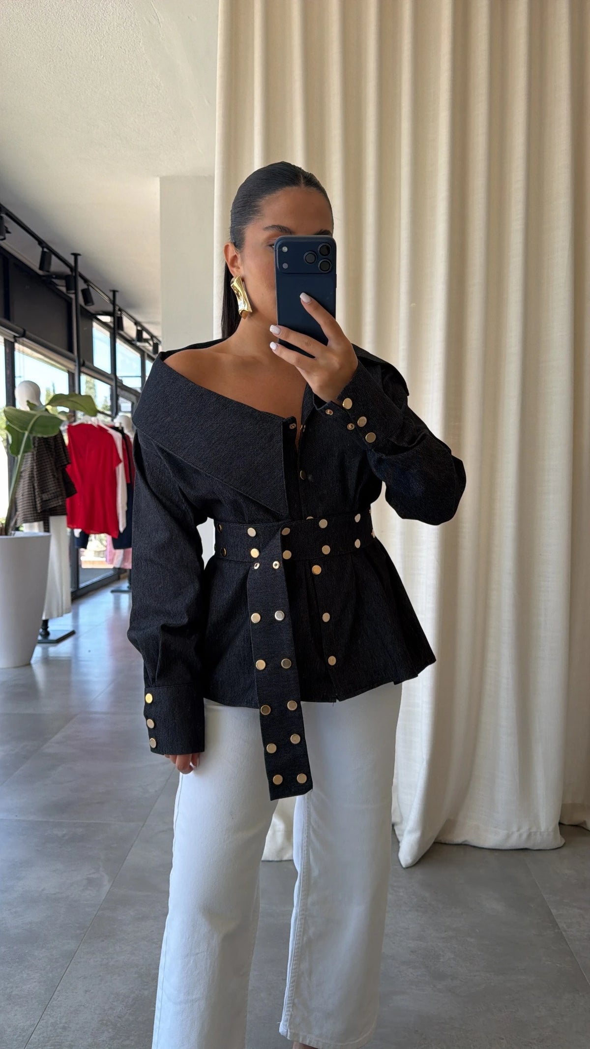 Diana Studded Denim Blouse