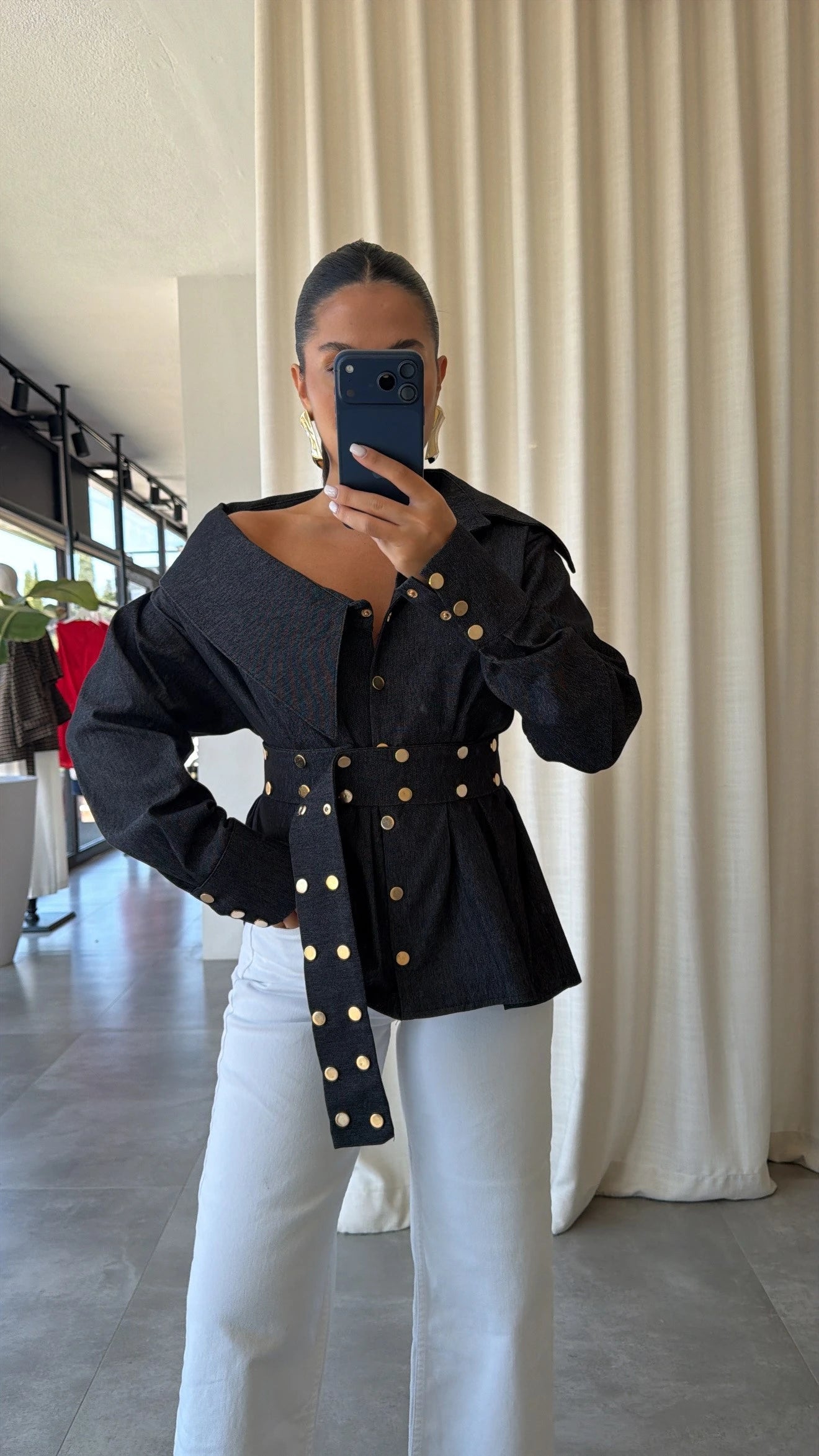 Diana Studded Denim Blouse