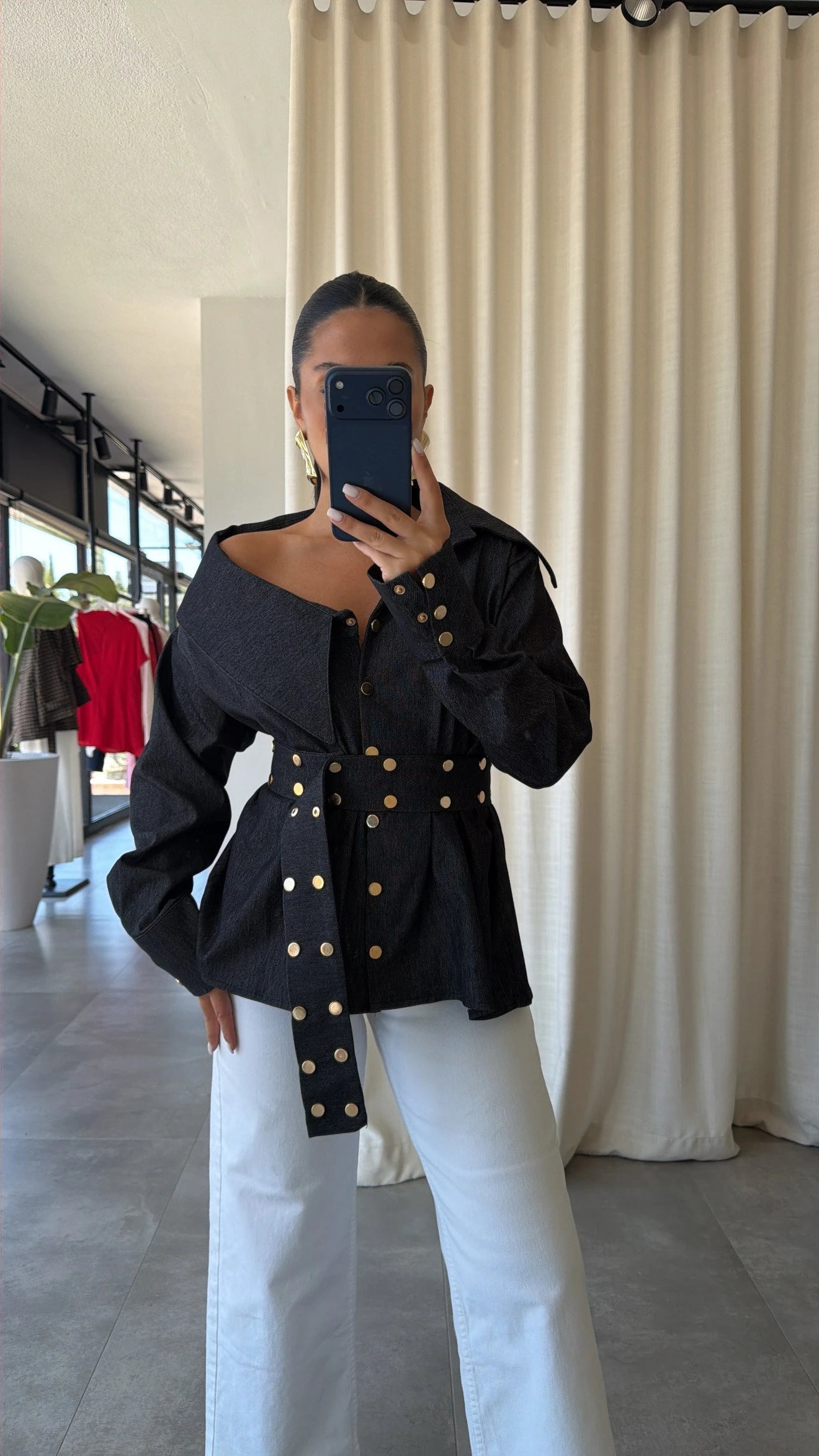 Diana Studded Denim Blouse