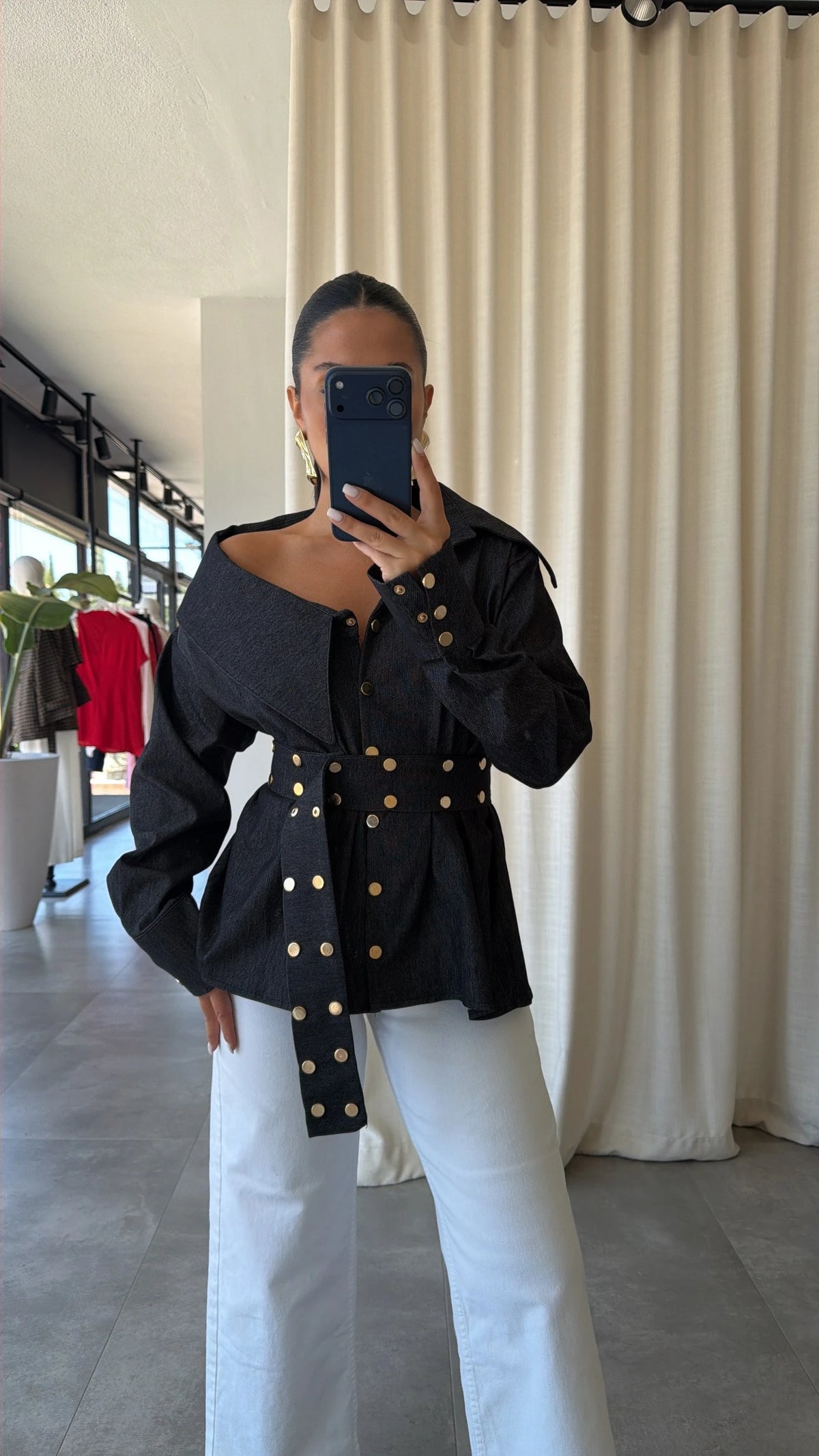 Diana Studded Denim Blouse