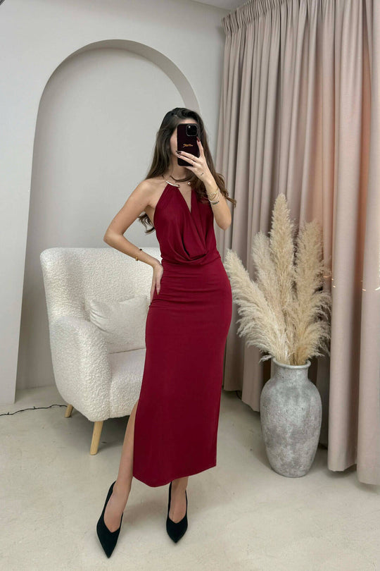 Inara Jewel Collar Bodycon Maxi Dress