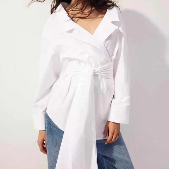 Greta Poplin Wrap Blouse