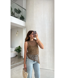 Zuri Sequined Open Work Blouse