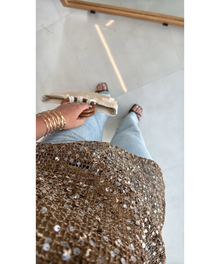 Zuri Sequined Open Work Blouse