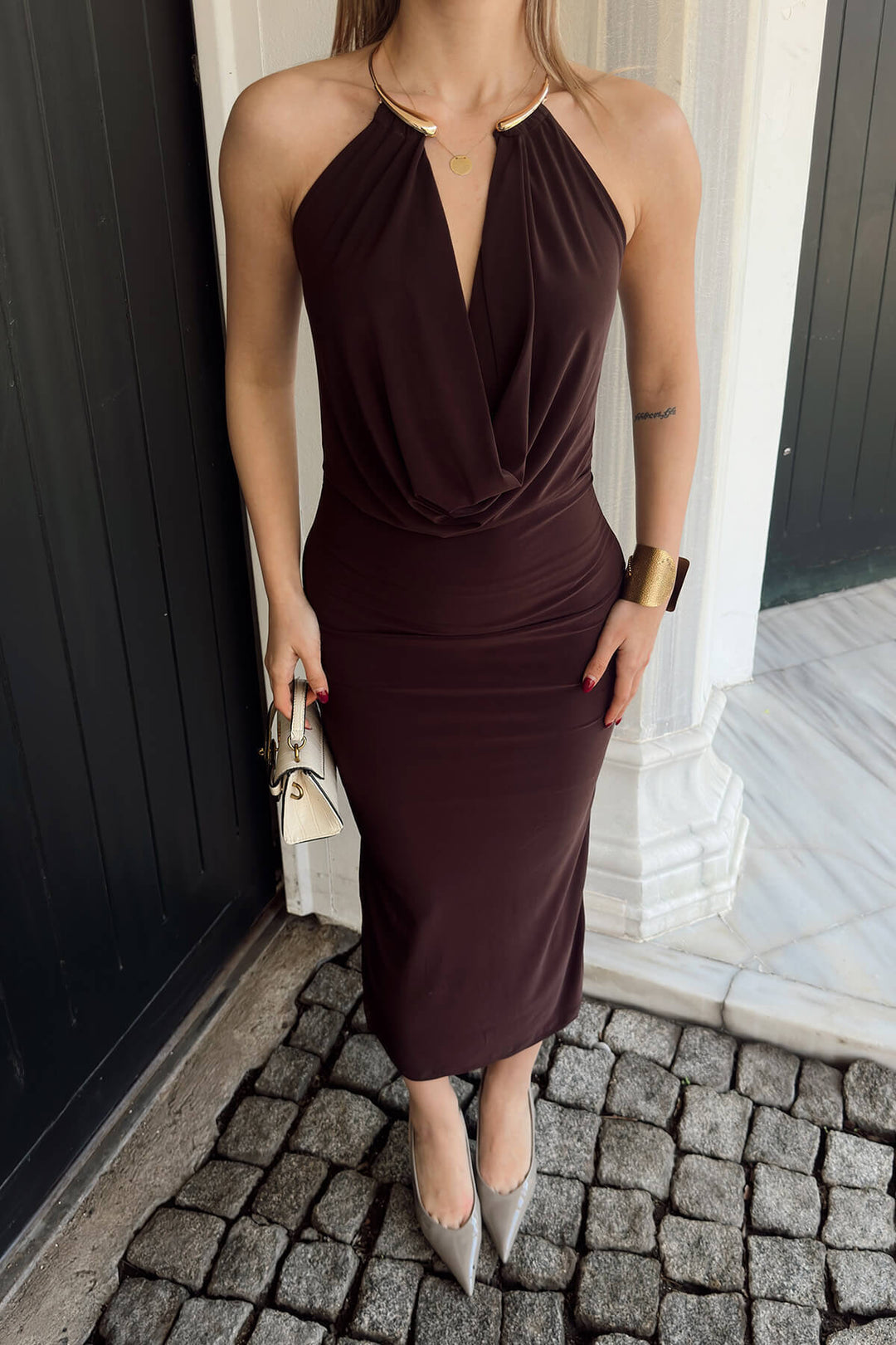 Inara Jewel Collar Bodycon Maxi Dress