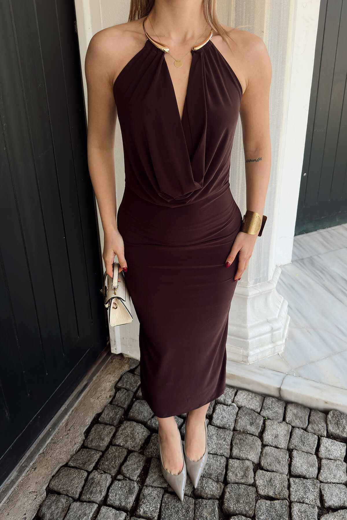 Inara Jewel Collar Bodycon Maxi Dress